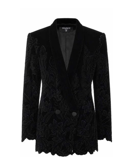 Balmain Black Velvet Embroidered Jacket