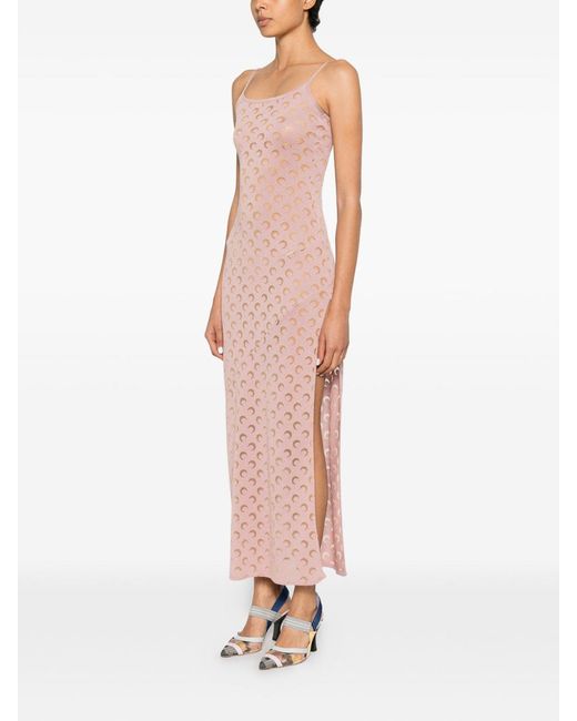 MARINE SERRE Pink Moon Devore Long Dress