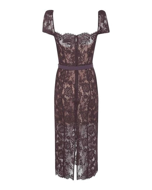 Self-Portrait Purple Floral Lace Midi Dress
