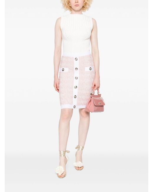 Balmain Pink Tweed Skirt