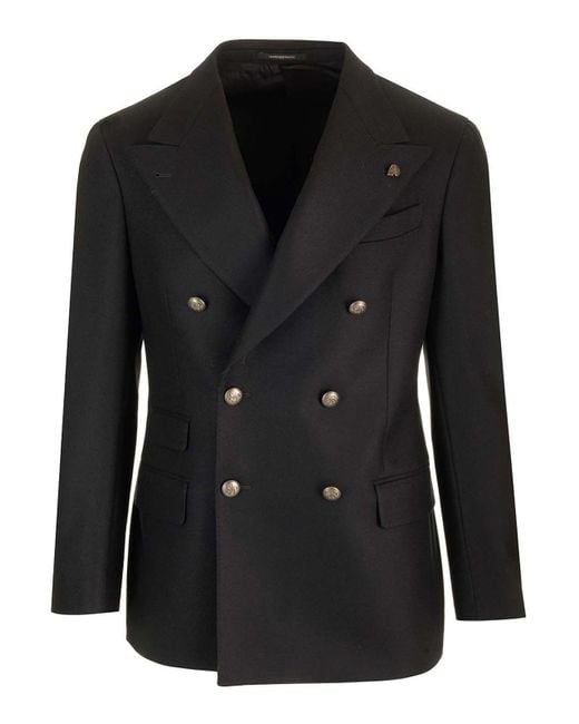 Gabriele Pasini Black Double-Breasted Wool Jacket for men