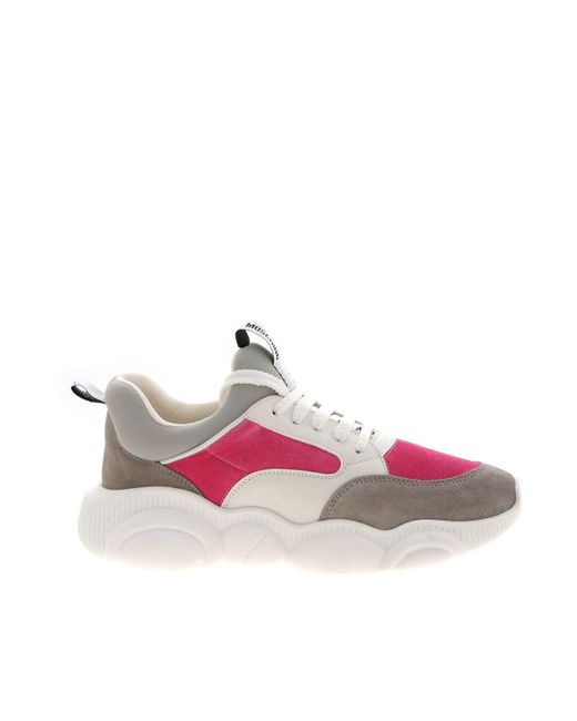 Moschino Pink Teddy Sneakers Featuring Velvet Detail