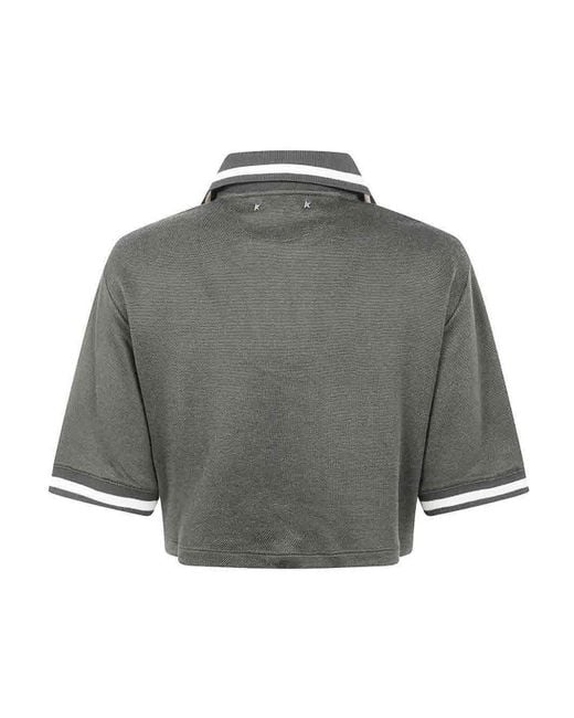 Golden Goose Deluxe Brand Gray Cotton Cropped Polo Shirt