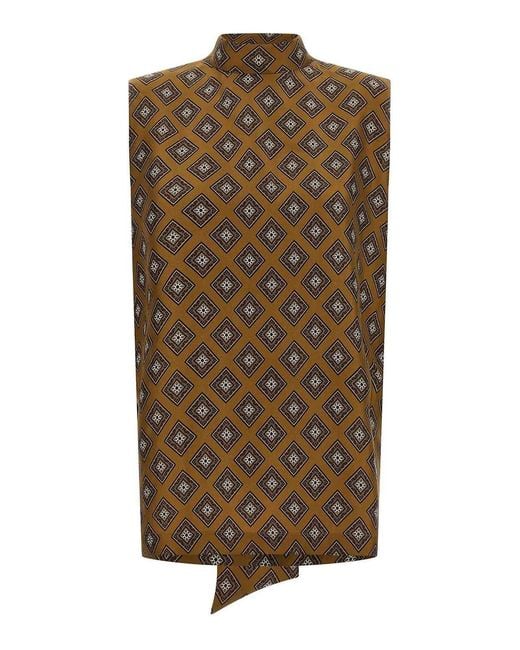 Alberto Biani Brown Tie Print Top