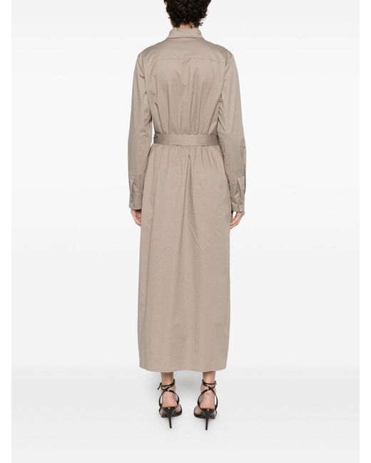 Peserico Natural Taupe Dress With Waist Belt