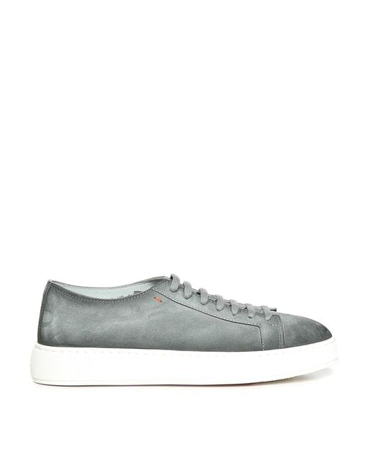 Santoni Gray Suede Sneaker for men