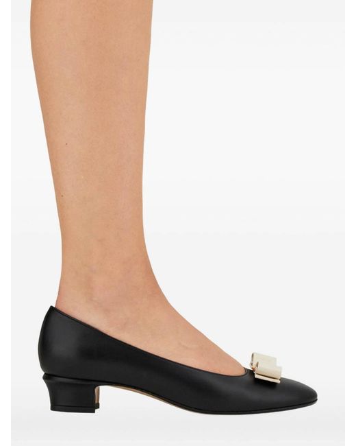 Ferragamo Black Vara Leather Pumps