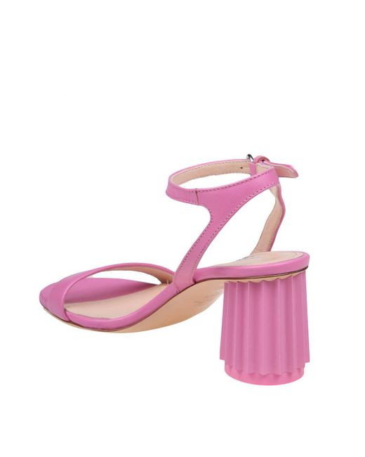 Agl Attilio Giusti Leombruni Pink Leather Sandal With Column Heel