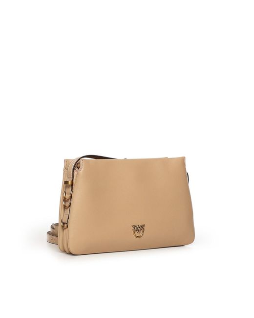 Pinko Natural Mini One Two Three Bag Leather Shoulder Bag