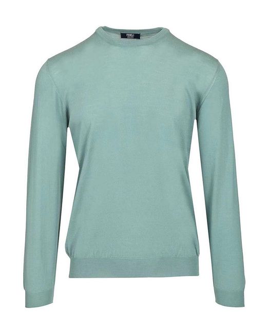 Fedeli Green Long-Sleeved Sweater for men