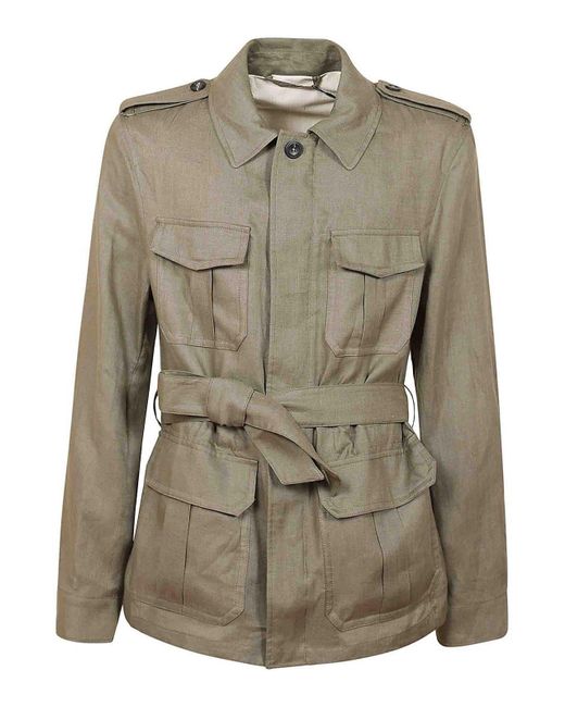 Montedoro Green Linen Safari Jacket for men