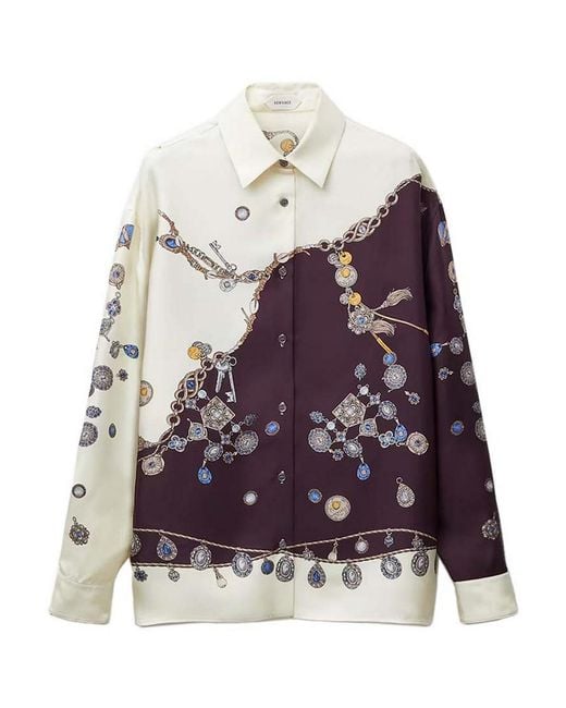 Versace Purple Silk Twill Print Shirt