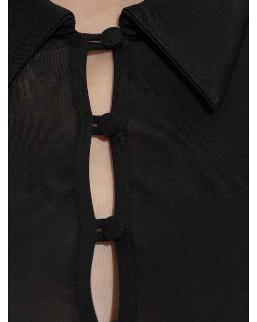 Ganni Black Marl Draped Shirt