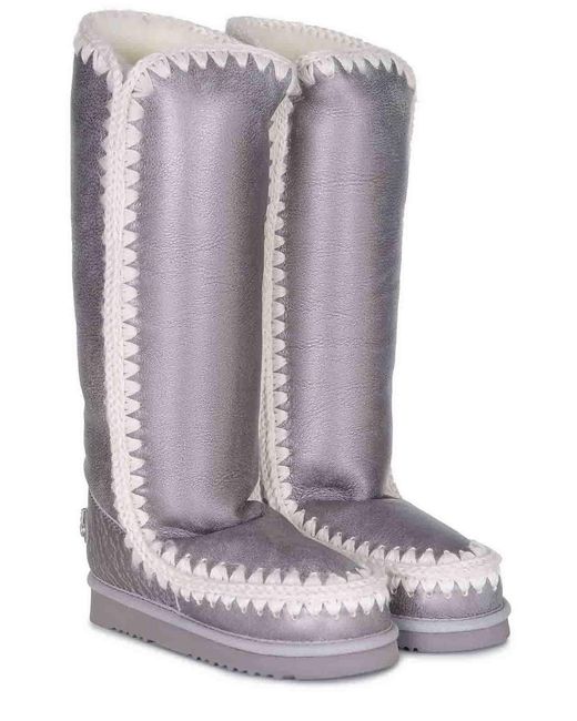 Mou White Boots Made Of Suede Sheepskin