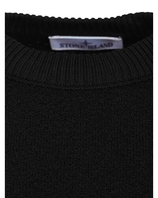 Stone Island Black Crew Neck Sweater for men
