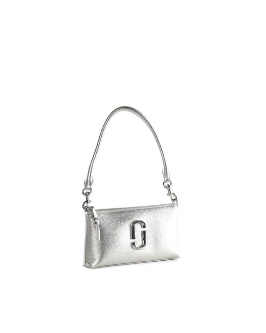 Marc Jacobs White Metallic Snapshot Leather Bag