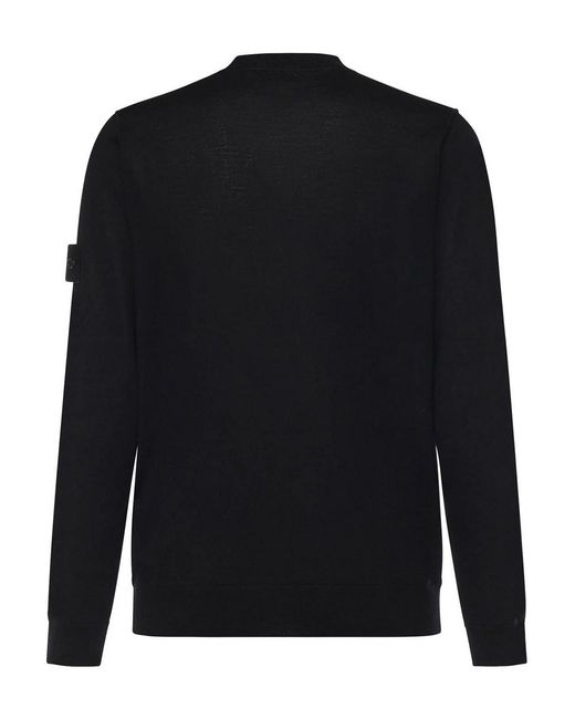 Stone Island Black Cotton Knit Jumper for men