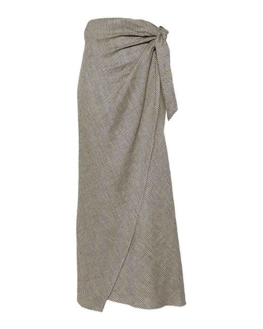 Alysi Gray Striped Long Skirt