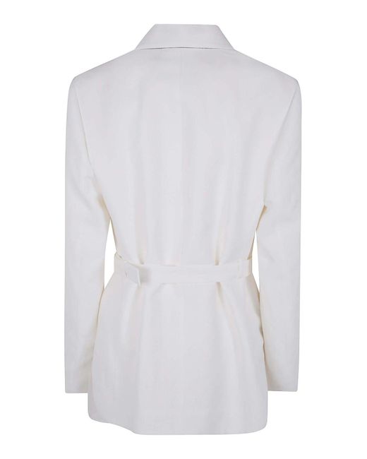 ジャケット BRUNELLO CUCINELLI BELTED SUIT-TYPE JACKET Brunello Cucinelli Suit Type Belt Jacket in White | Lyst