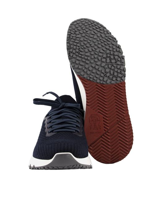 Brunello Cucinelli Blue Cotton Sneakers for men