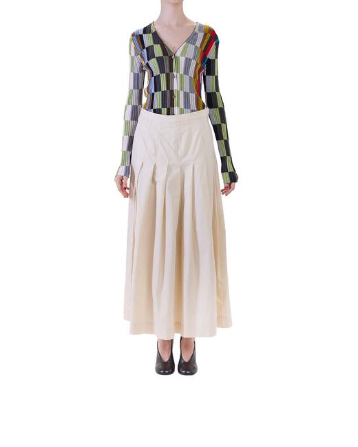 Paul Smith White Long Pleated Skirt