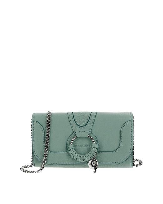 See By Chloé Green Long Wallet In Blowy Grained With Flap