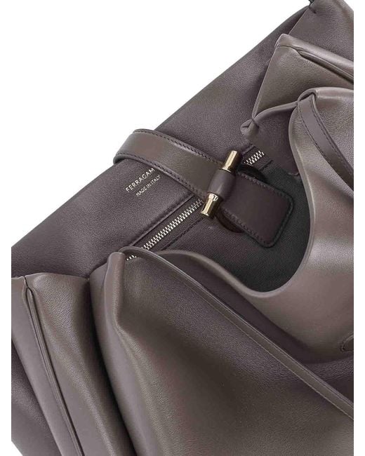 Ferragamo Gray Large Tote Bag