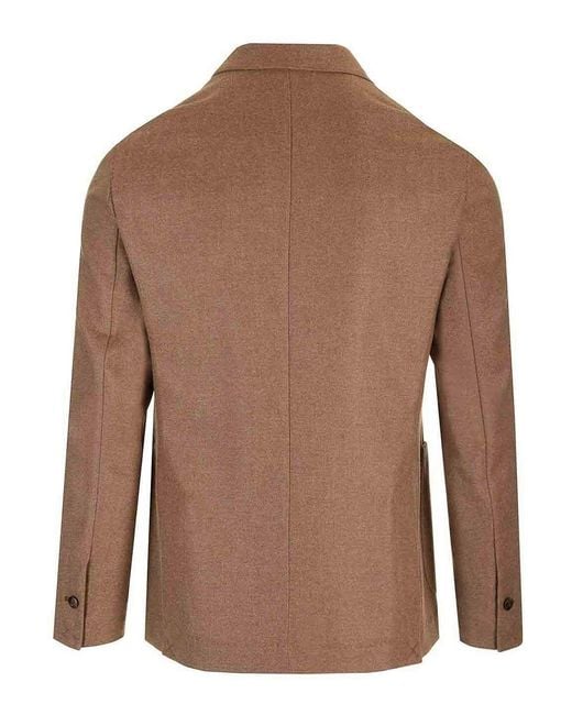 Barba Napoli Brown Easy Double Breasted Jacket for men