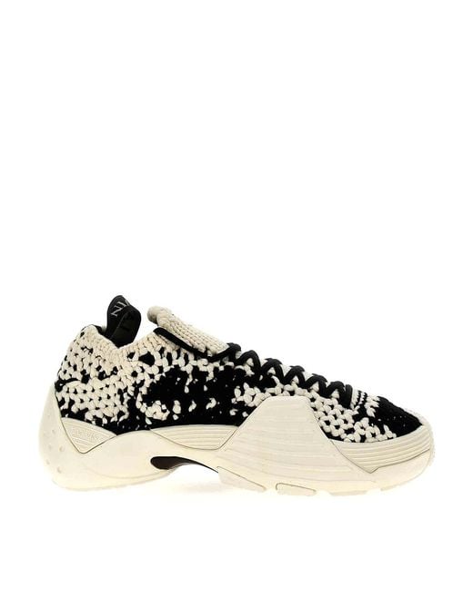 Lanvin Black Flash-X Crochet-Knit Lace-Up Sneakers