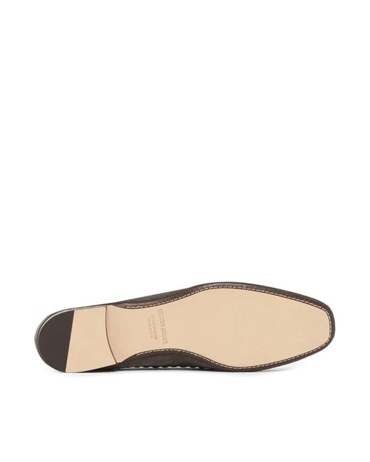 Giorgio Armani Gray Slip-On Suede Sneakers With Woven Embroidery