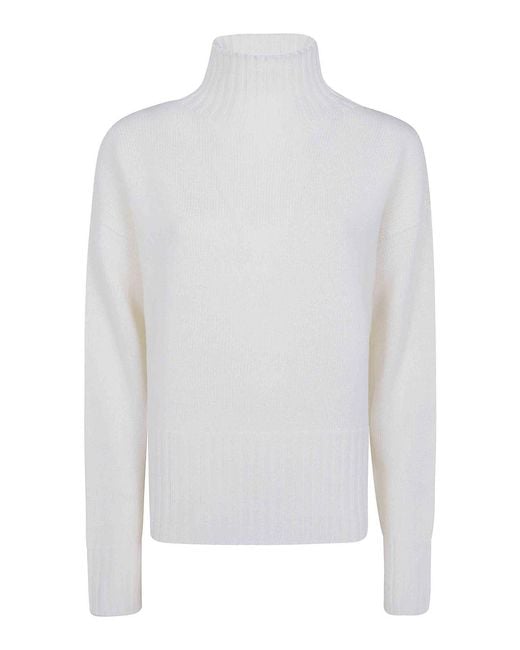 Drumohr White Oversized V Neck Sweater