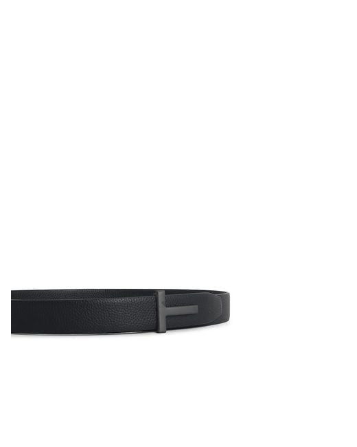 Tom Ford White T Icon' Leather Belt for men