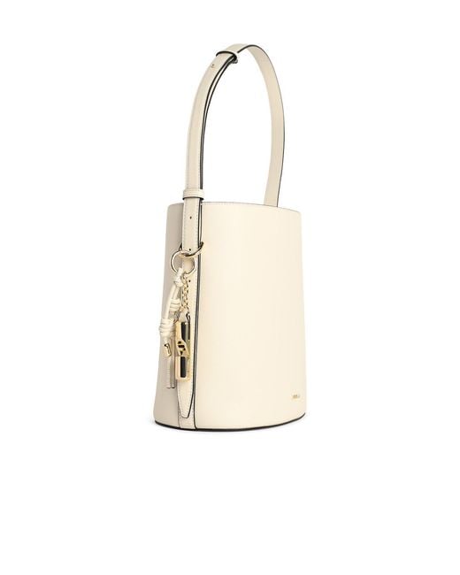 Furla White Leather Bucket Bag