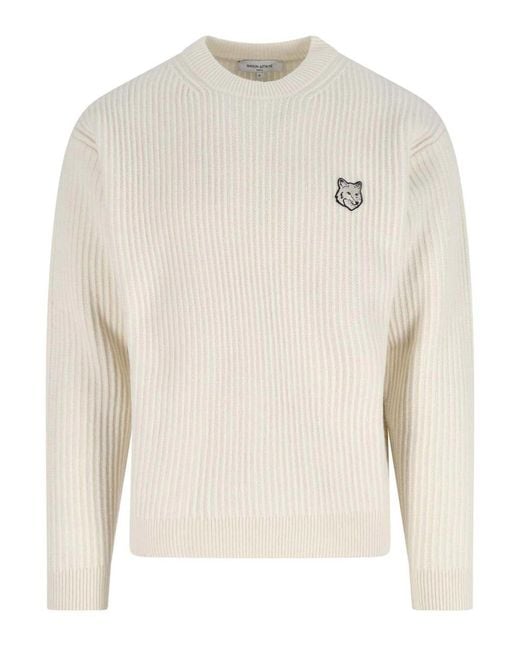 Maison Kitsuné White Merino Wool Sweater for men