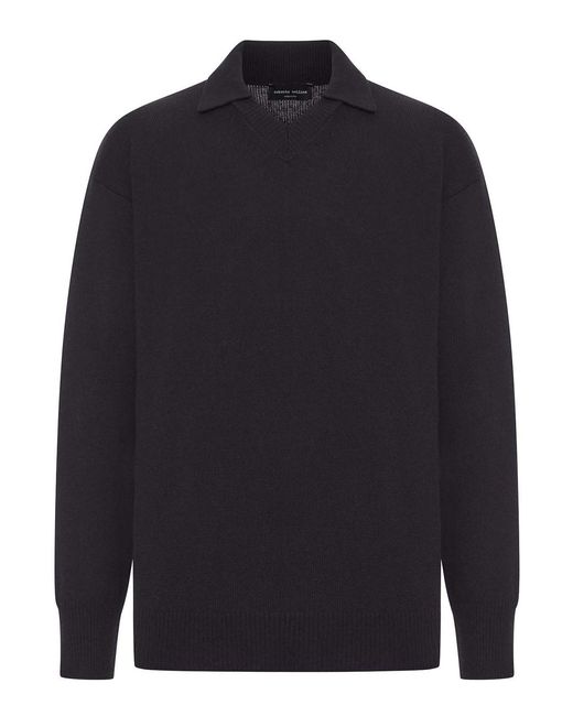 Roberto Collina Blue V-Neck Wool Polo Shirt for men
