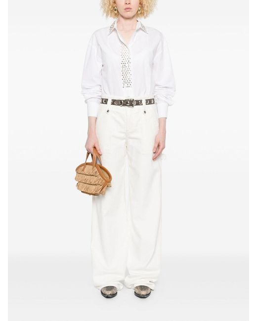 Forte_forte White Cotton Shirt With Crescent Studs