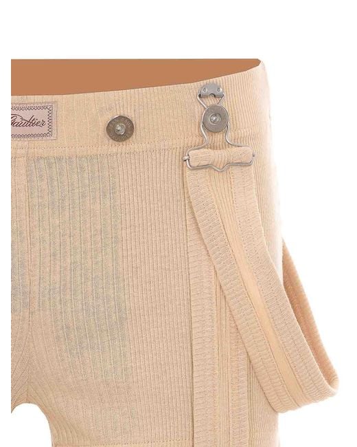 Jean Paul Gaultier White Nude Ribbed Shorts