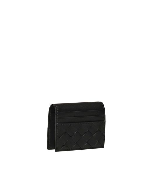 Bottega Veneta Black Intrecciato Leather Card Holder for men