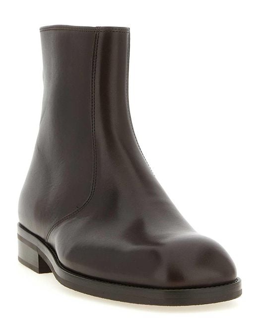 Lemaire Brown Zip Ankle Boots for men