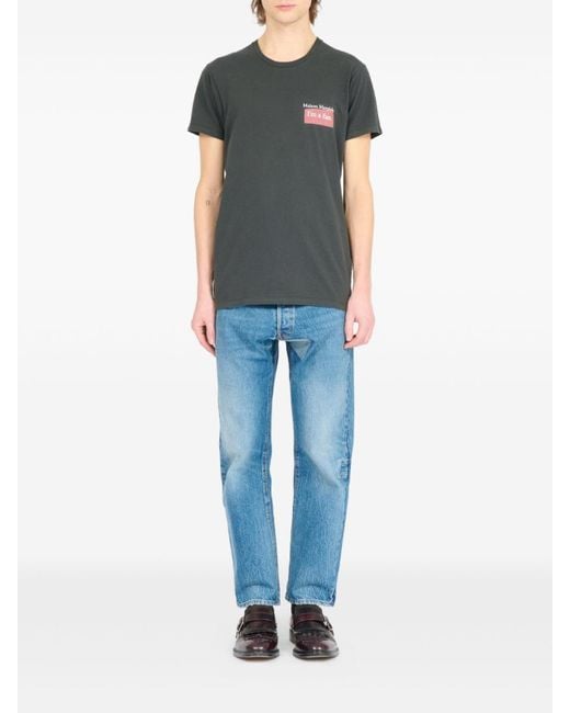 Maison Margiela Black Crew Neck T-Shirt With Print for men