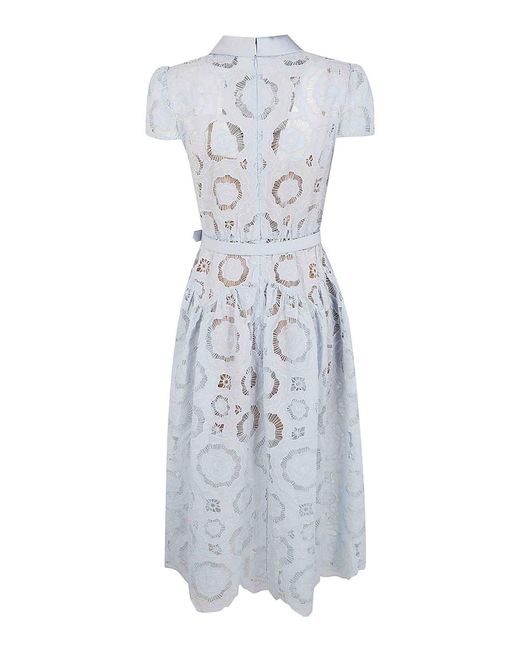 Self-Portrait White Floral Lace Midi Dress