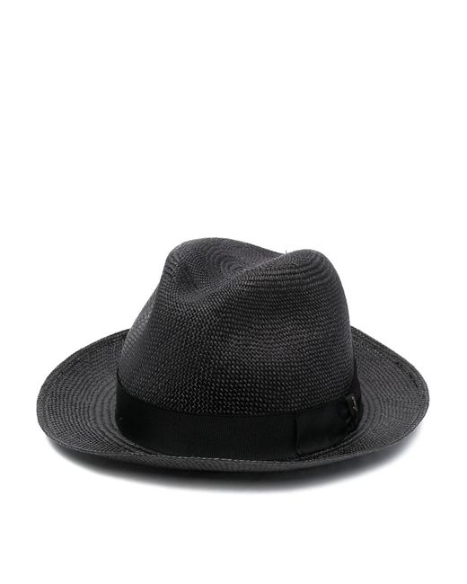 Borsalino Black Jet- Straw Curved-brim Hat for men