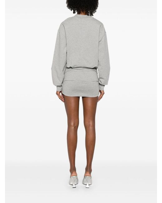 The Attico Gray Cotton Short Dress With A Crew Neck