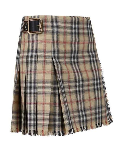 Burberry Natural Mini Kilt Skirt