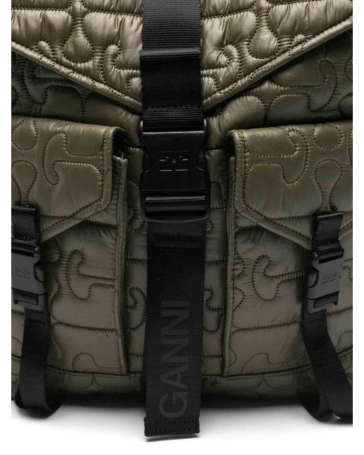 Ganni Black Quilted Nylon Backpack