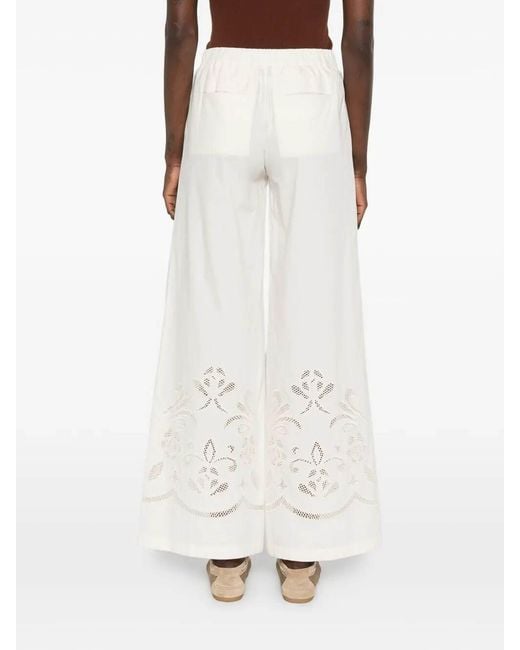 Forte_forte White Lunamaris Embroidery Co Popline Cropped Pants