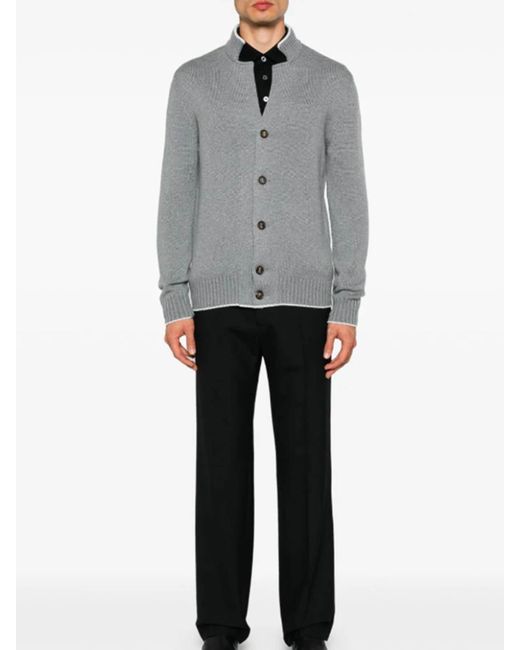 Eleventy Gray Single Breasted Cardigan for men