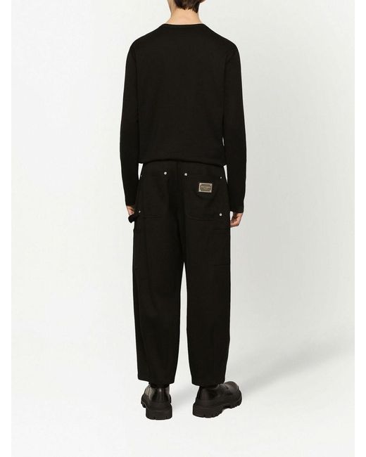 Dolce & Gabbana Black Logo-Tag Long-Sleeve T-Shirt for men