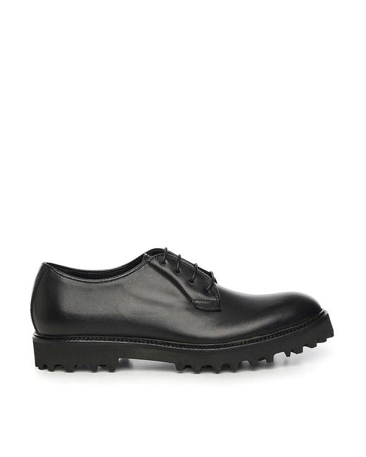 Giuliano Galiano Black Castro Leather Lace-Up Shoe for men