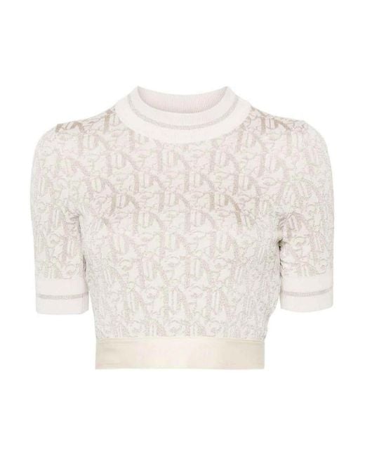 Palm Angels White Monogram-Jacquard T-Shirt